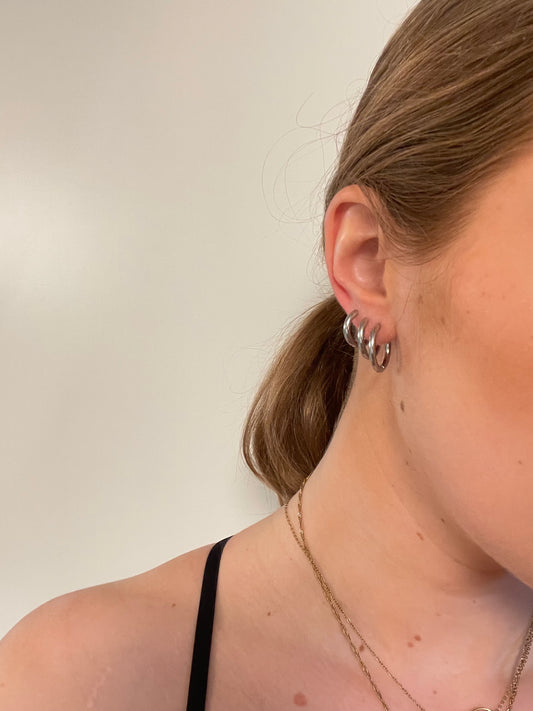 Earring basic hoops set - Silver